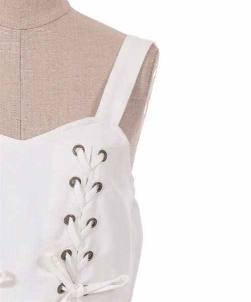 axes femme POETIQUE（アクシーズファムポエティック）の「レースアップティアードワンピース（ワンピース・レディース・ブラック/キナリ/インディゴブルー・MEDIUM）」の12枚目の写真