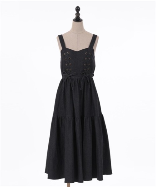 axes femme POETIQUE（アクシーズファムポエティック）の「レースアップティアードワンピース（ワンピース・レディース・ブラック/キナリ/インディゴブルー・MEDIUM）」の11枚目の写真