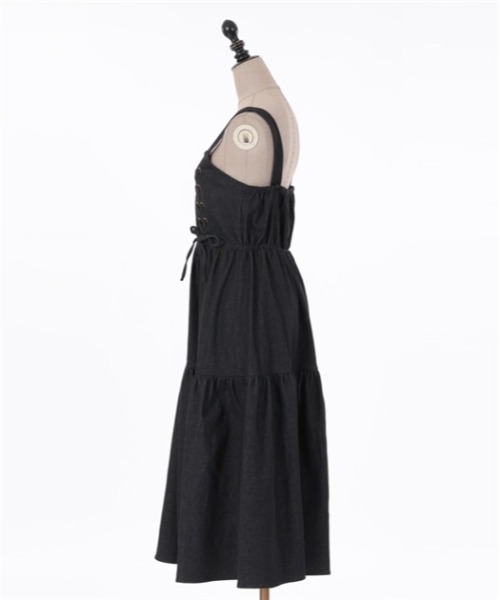 axes femme POETIQUE（アクシーズファムポエティック）の「レースアップティアードワンピース（ワンピース・レディース・ブラック/キナリ/インディゴブルー・MEDIUM）」の10枚目の写真