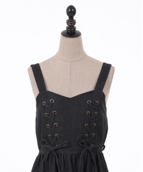 axes femme POETIQUE（アクシーズファムポエティック）の「レースアップティアードワンピース（ワンピース・レディース・ブラック/キナリ/インディゴブルー・MEDIUM）」の8枚目の写真