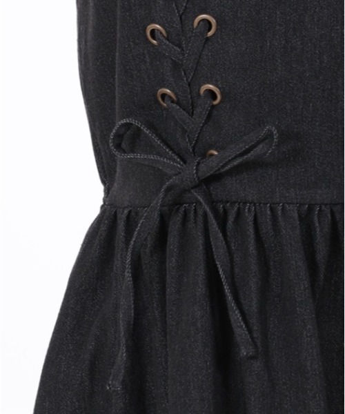 axes femme POETIQUE（アクシーズファムポエティック）の「レースアップティアードワンピース（ワンピース・レディース・ブラック/キナリ/インディゴブルー・MEDIUM）」の6枚目の写真