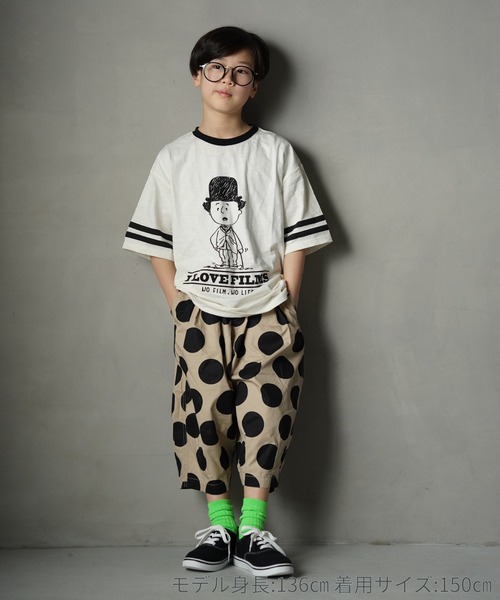 MAKE YOUR DAY（メイクユアデイ）の「I LOVE FILMS半袖リンガーTシャツ■150.160cm（Tシャツ/カットソー・キッズ・グレー/オフホワイト・150/160）」の4枚目の写真