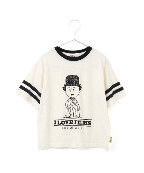 MAKE YOUR DAY（メイクユアデイ）の「I LOVE FILMS半袖リンガーTシャツ■150.160cm（Tシャツ/カットソー・キッズ・グレー/オフホワイト・150/160）」の7枚目の写真