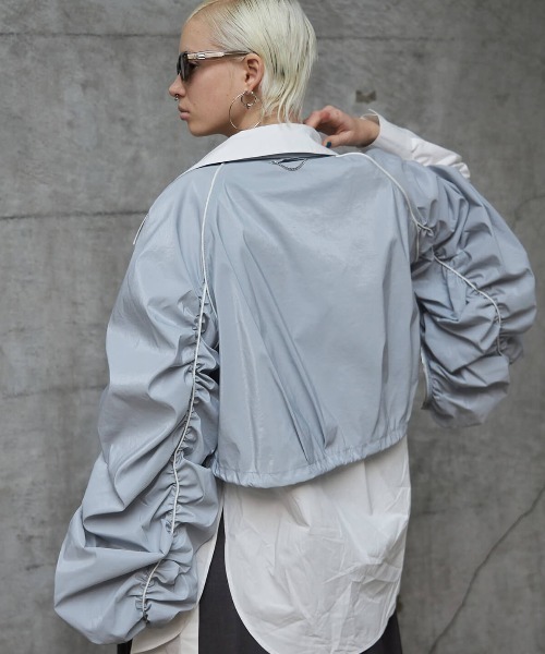 JOSE MOON(ジョゼムーン)の「GATHER SLEEVE SHORT BLOUSON/ギャザースリーブショートブルゾン(ブルゾン・レディース・アイボリー/グレー系その他・FREE)」の10枚目の写真