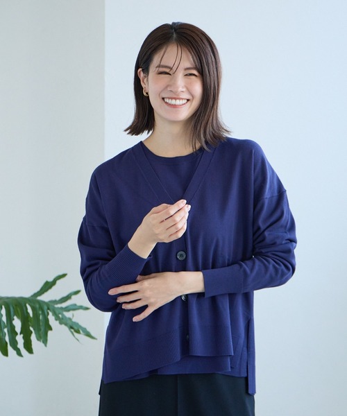 Elura(エルーラ)の「通勤ハイゲージカーディガン/991780(カーディガン/ボレロ・レディース・ライトブルー/ライトイエロー/ネイビー・FREE)」の3枚目の写真