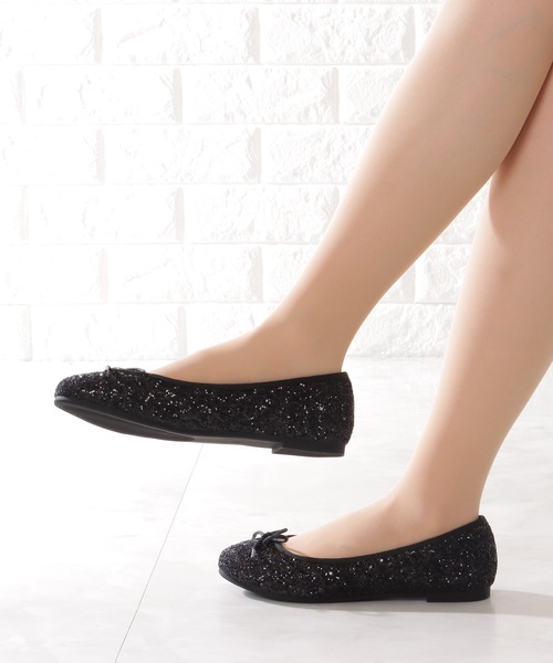 Lace Ladies（レースレディース）の「ラウンドトゥ クッション ソール リボン フラット バレエパンプス（バレエシューズ・レディース・ブラック系1/シルバー/ブラック系2・22.5/23/23.5/24/24.5/ 25）」の6枚目の写真