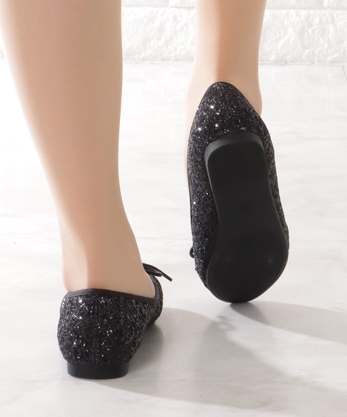 Lace Ladies（レースレディース）の「ラウンドトゥ クッション ソール リボン フラット バレエパンプス（バレエシューズ・レディース・ブラック系1/シルバー/ブラック系2・22.5/23/23.5/24/24.5/ 25）」の7枚目の写真