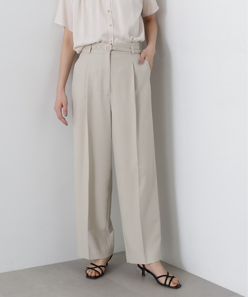 N.（N. Natural Beauty Basic）（エヌエヌナチュラルビューティーベーシック）の「◆【S Size Line】ベルト付きワイドパンツ（スラックス・レディース・グレー/ライトグレー/ベージュ・SMALL/MEDIUM）」の3枚目の写真