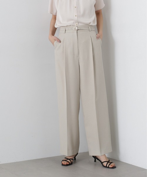 N.（N. Natural Beauty Basic）（エヌエヌナチュラルビューティーベーシック）の「◆【S Size Line】ベルト付きワイドパンツ（スラックス・レディース・グレー/ライトグレー/ベージュ・SMALL/MEDIUM）」の18枚目の写真