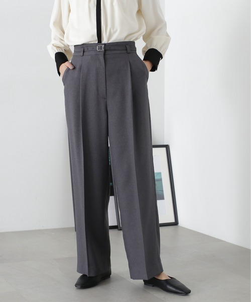 N.（N. Natural Beauty Basic）（エヌエヌナチュラルビューティーベーシック）の「◆【S Size Line】ベルト付きワイドパンツ（スラックス・レディース・グレー/ライトグレー/ベージュ・SMALL/MEDIUM）」の13枚目の写真