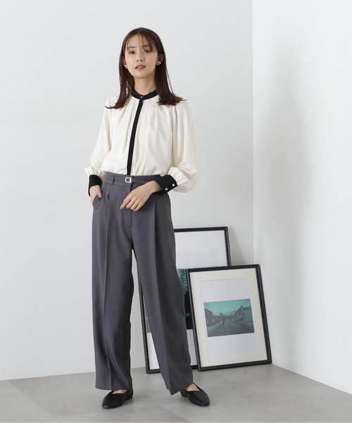 N.（N. Natural Beauty Basic）（エヌエヌナチュラルビューティーベーシック）の「◆【S Size Line】ベルト付きワイドパンツ（スラックス・レディース・グレー/ライトグレー/ベージュ・SMALL/MEDIUM）」の15枚目の写真