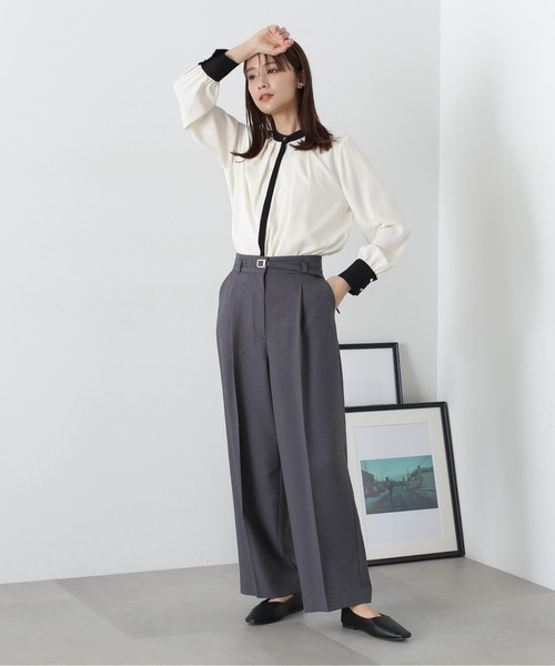 N.（N. Natural Beauty Basic）（エヌエヌナチュラルビューティーベーシック）の「◆【S Size Line】ベルト付きワイドパンツ（スラックス・レディース・グレー/ライトグレー/ベージュ・SMALL/MEDIUM）」の16枚目の写真