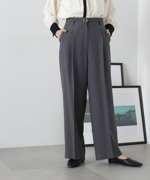 N.（N. Natural Beauty Basic）（エヌエヌナチュラルビューティーベーシック）の「◆【S Size Line】ベルト付きワイドパンツ（スラックス・レディース・グレー/ライトグレー/ベージュ・SMALL/MEDIUM）」の17枚目の写真