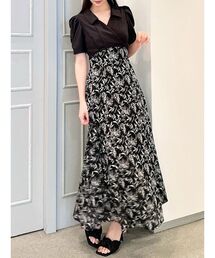 カシュクールハイウエストフレアワンピース
