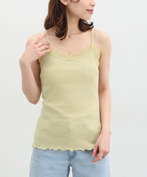 Honeys（ハニーズ）の「【ＵＶカット/吸水速乾】レースキャミソール（キャミソール・レディース・ネイビー/イエロー/ミント/ベージュ/ピンク/ライトグレー/ブラック/オフホワイト/モカ・S/M/L/LL）」の8枚目の写真