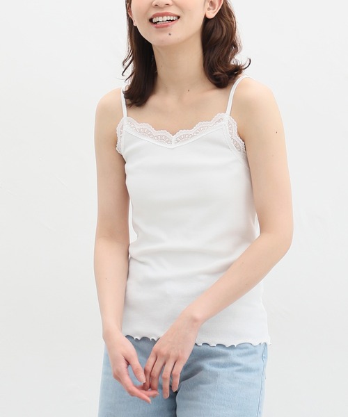 Honeys（ハニーズ）の「【ＵＶカット/吸水速乾】レースキャミソール（キャミソール・レディース・ネイビー/イエロー/ミント/ベージュ/ピンク/ライトグレー/ブラック/オフホワイト/モカ・S/M/L/LL）」の20枚目の写真