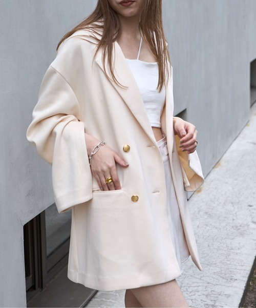 RAY CASSIN(レイカズン)の「袖開きテーラードジャケット(テーラードジャケット・レディース・アイボリー/ブラック/グレー・FREE)」の2枚目の写真