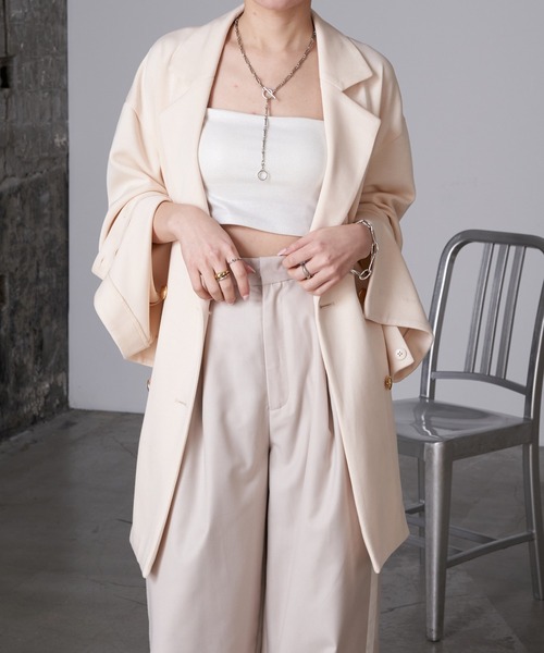 RAY CASSIN(レイカズン)の「袖開きテーラードジャケット(テーラードジャケット・レディース・アイボリー/ブラック/グレー・FREE)」の12枚目の写真