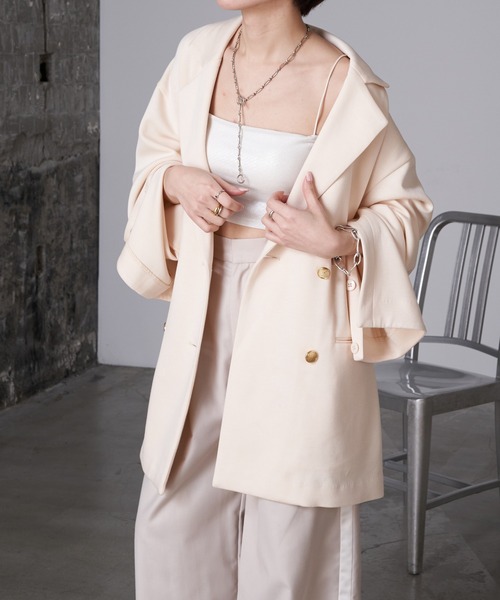 RAY CASSIN(レイカズン)の「袖開きテーラードジャケット(テーラードジャケット・レディース・アイボリー/ブラック/グレー・FREE)」の11枚目の写真