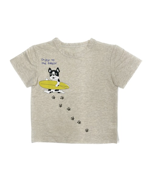 DILASH（ディラッシュ）の「フレンチブルドッグ半袖Tシャツ（Tシャツ/カットソー・キッズ・キナリ/グリーン・100/130/90/110/120/80）」の2枚目の写真