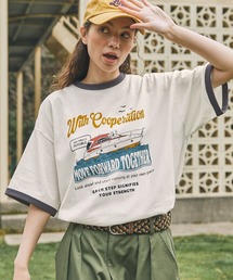 リンガー サマーバケーショングラフィックプリント半袖Tシャツ