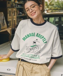 リンガー サマーバケーショングラフィックプリント半袖Tシャツ