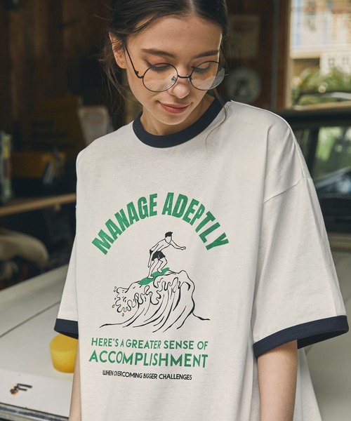 MONO-MART LADY'S（モノマートレディース）の「リンガー サマーバケーショングラフィックプリント半袖Tシャツ（Tシャツ/カットソー・レディース・ネイビー系2/チャコールグレー/ワイン/ブラウン/ネイビー系1/グレー系1/ネイビー・FREE）」の19枚目の写真