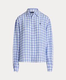新作　現行モデル　ポロラルフローレン　ワイドクロップド ギンガム リネンシャツ ポロ ラルフ ローレン POLO RALPH LAUREN ワイド クロップド