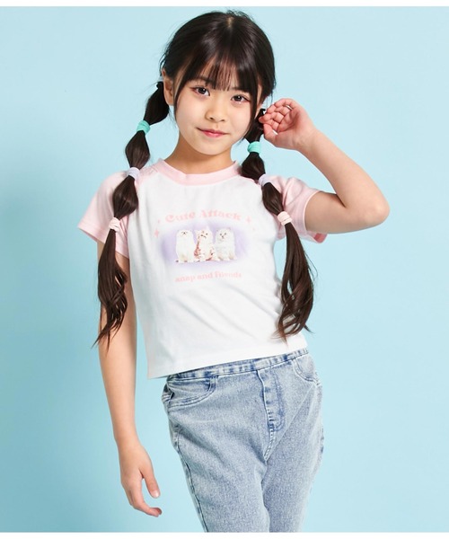 ANAP kids(アナップキッズ)の「ねこフォトプリントラグランTシャツ(Tシャツ/カットソー・キッズ・ラベンダー/ライトピンク・110cm/120cm/130cm)」の3枚目の写真