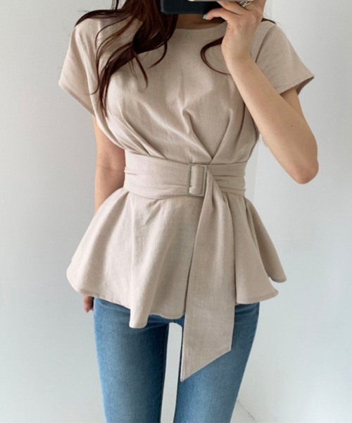 Miniministore（ミニミニストア）の「ブラウス フレンチ袖 レディース 韓国（シャツ/ブラウス・レディース・ブラック/ベージュ/ホワイト・FREE）」の3枚目の写真