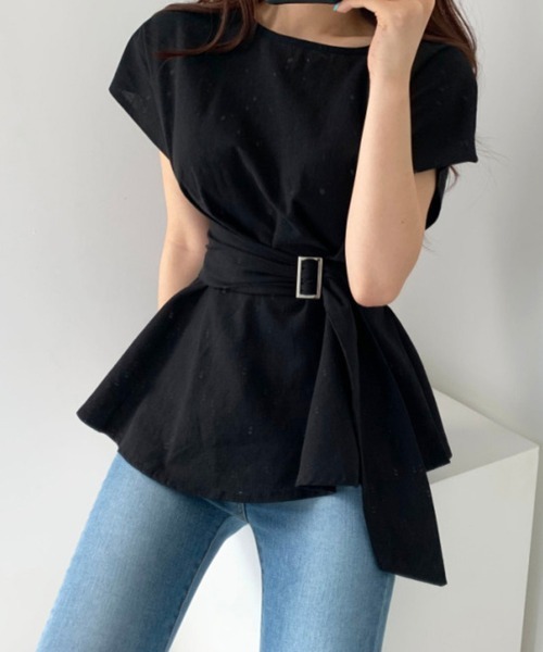 Miniministore（ミニミニストア）の「ブラウス フレンチ袖 レディース 韓国（シャツ/ブラウス・レディース・ブラック/ベージュ/ホワイト・FREE）」の2枚目の写真