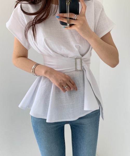 Miniministore（ミニミニストア）の「ブラウス フレンチ袖 レディース 韓国（シャツ/ブラウス・レディース・ブラック/ベージュ/ホワイト・FREE）」の19枚目の写真