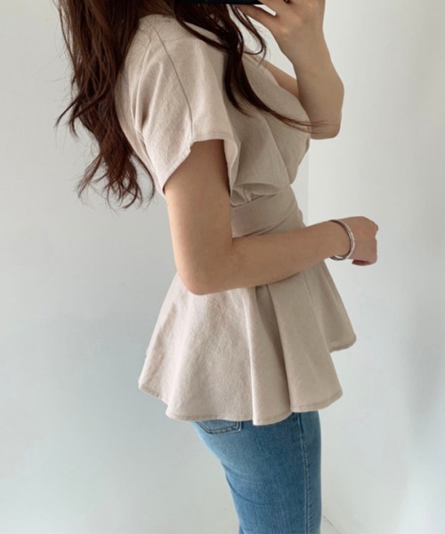 Miniministore（ミニミニストア）の「ブラウス フレンチ袖 レディース 韓国（シャツ/ブラウス・レディース・ブラック/ベージュ/ホワイト・FREE）」の11枚目の写真