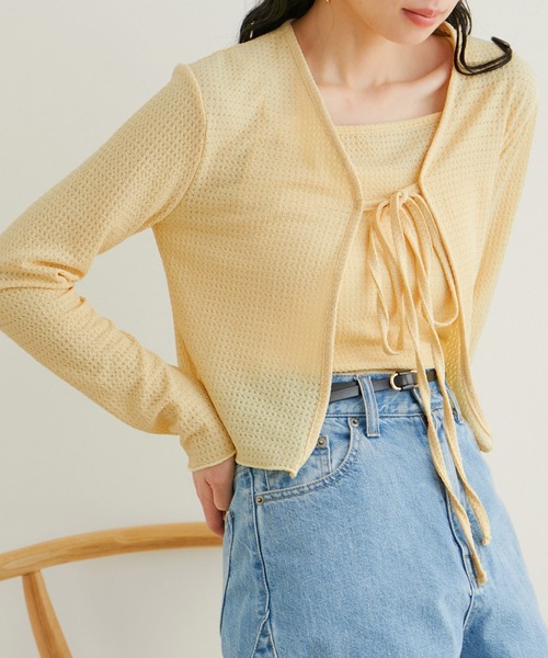 VIS（ビス）の「リボン使いアンサンブル（アンサンブル・レディース・オフホワイト/サックスブルー/ピンク/クリーム・FREE）」の3枚目の写真