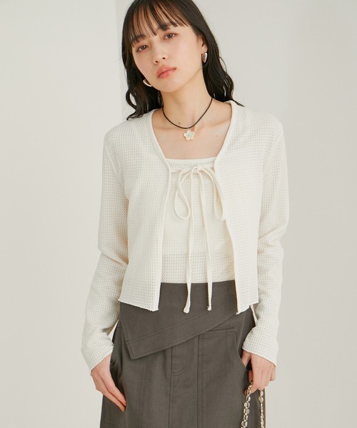 VIS（ビス）の「リボン使いアンサンブル（アンサンブル・レディース・オフホワイト/サックスブルー/ピンク/クリーム・FREE）」の5枚目の写真