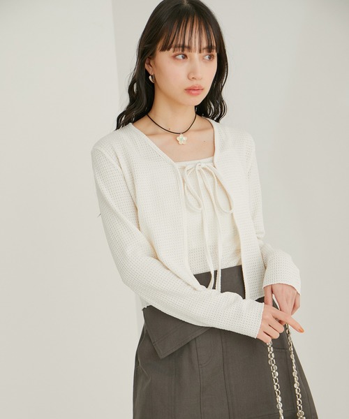 VIS（ビス）の「リボン使いアンサンブル（アンサンブル・レディース・オフホワイト/サックスブルー/ピンク/クリーム・FREE）」の6枚目の写真