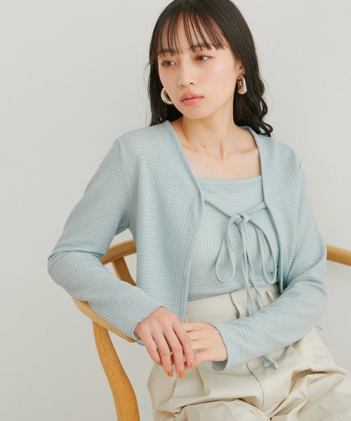 VIS（ビス）の「リボン使いアンサンブル（アンサンブル・レディース・オフホワイト/サックスブルー/ピンク/クリーム・FREE）」の10枚目の写真