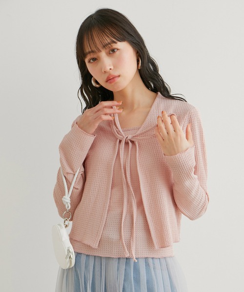 VIS（ビス）の「リボン使いアンサンブル（アンサンブル・レディース・オフホワイト/サックスブルー/ピンク/クリーム・FREE）」の16枚目の写真