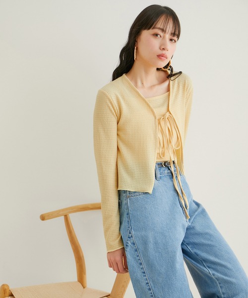 VIS（ビス）の「リボン使いアンサンブル（アンサンブル・レディース・オフホワイト/サックスブルー/ピンク/クリーム・FREE）」の21枚目の写真