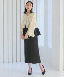RUIRUE BOUTIQUE（ルイルエブティック）の「【オケージョン対応】シアージャカードブラウス＆ペプラムキャミワンピース2点セット 結婚式 お呼ばれ 美シルエット スタイルアップ 美脚効果（ドレス・レディース）」