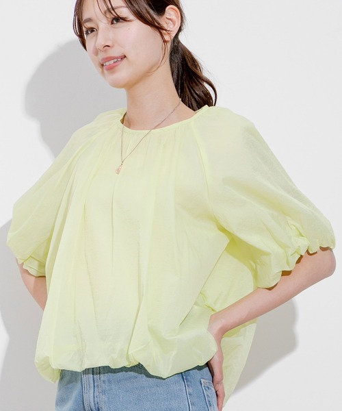 Jayro(ジャイロ)の「シアーオーガンジーブラウス(シャツ/ブラウス・レディース・ブルー/ホワイト系その他/ダークブラウン/ネイビー/イエロー・M)」の8枚目の写真