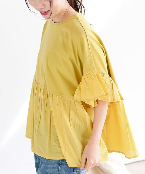 rps（アールピーエス）の「布帛×カット切替フレアー袖プルオーバー（その他トップス・レディース・イエロー/ブラック/オフホワイト/ブルー/ホワイト系その他2・フリー）」の5枚目の写真