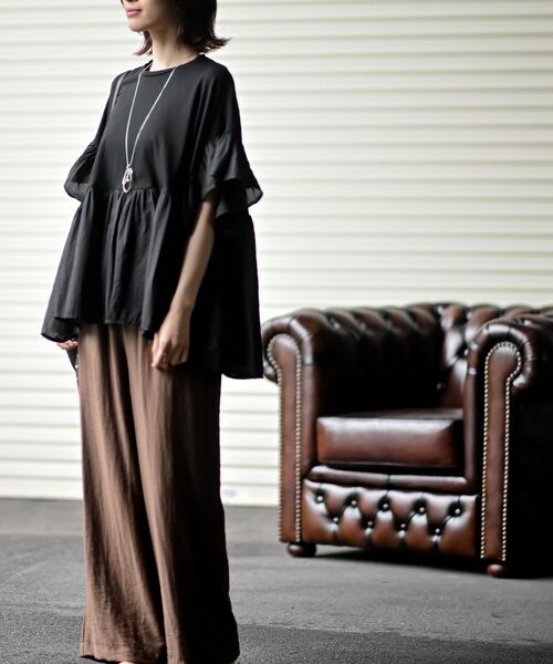 rps（アールピーエス）の「布帛×カット切替フレアー袖プルオーバー（その他トップス・レディース・イエロー/ブラック/オフホワイト/ブルー/ホワイト系その他2・フリー）」の9枚目の写真