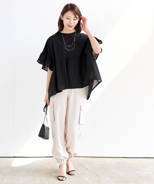 rps（アールピーエス）の「布帛×カット切替フレアー袖プルオーバー（その他トップス・レディース・イエロー/ブラック/オフホワイト/ブルー/ホワイト系その他2・フリー）」の15枚目の写真