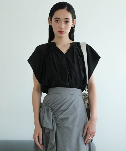 レディメイド LADYMADE 2WAYシアーギャザーブラウス （ホワイト） LADYMADE（レディメイド） 2WAYシアーギャザーブラウス