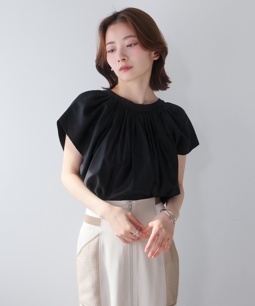 LADYMADE（レディメイド）の「2WAYシアーギャザーブラウス（シャツ/ブラウス・レディース・モカ/ホワイト/ブラック・FREE）」の19枚目の写真