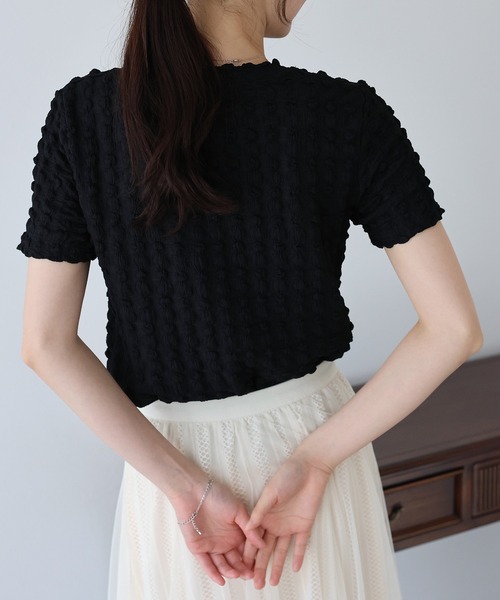 BLUEEAST（ブルーイースト）の「ポコポコジャカードTシャツ（Tシャツ/カットソー・レディース・ピンク/ブラック/イエロー/ベージュ/ミント/ホワイト・MEDIUM）」の11枚目の写真