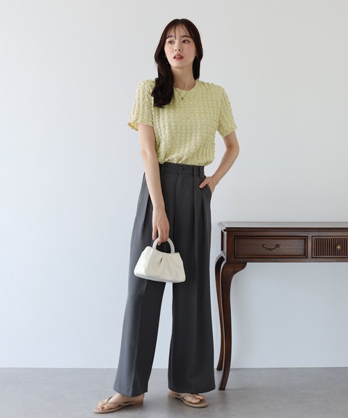 BLUEEAST（ブルーイースト）の「ポコポコジャカードTシャツ（Tシャツ/カットソー・レディース・ピンク/ブラック/イエロー/ベージュ/ミント/ホワイト・MEDIUM）」の20枚目の写真