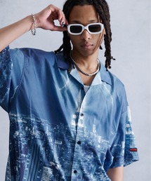 FUBU（ フブ）の「FUBU フブ ブランド アメカジ 総柄 NY ニューヨーク プリント ボタンダウン 半袖 シャツ（シャツ/ブラウス・メンズ）」
