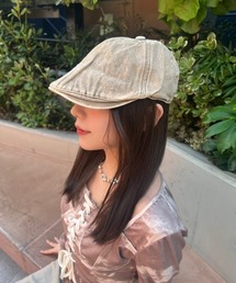 XU | ストリートファッション XU エックスユー denim hunting cap デニムキャップ ハンチング帽 ブリーチデニムキャップ グランジ風キャップ 韓国ファッション Y2Kファッション(ハンチング/ベレー帽)